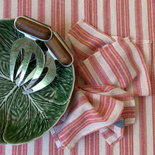 Load image into Gallery viewer, Sustainable Striped Mediterranean Style Tablecloth Set - Magenta