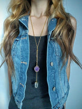 Load image into Gallery viewer, Citrine Wrap Necklace, Gold Citrine Lariat Necklace