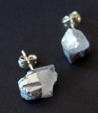 Load image into Gallery viewer, Silver & Raw Quartz Chunk Earrings, Geo Earrings, Rock Stud Earrings, Crystal Earrings