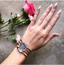 Load image into Gallery viewer, Pyrite, Amethyst, and Quartz Bangle, Gemstone Bracelet