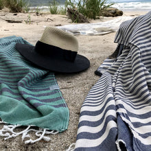 Load image into Gallery viewer, Striped Ultra Soft Eco-Friendly Towel - Navy Blue