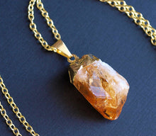 Load image into Gallery viewer, Gold Raw Citrine Crystal Statement Necklace