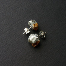 Load image into Gallery viewer, Gold & Raw Emerald Earrings, Emerald Studs