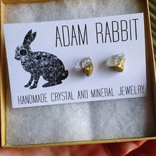 Load image into Gallery viewer, Gold & Raw Quartz Chunk Earrings, Geo Earrings, Rock Stud Earrings, Crystal Earrings