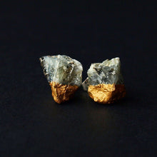 Load image into Gallery viewer, Gold & Raw Emerald Earrings, Emerald Studs
