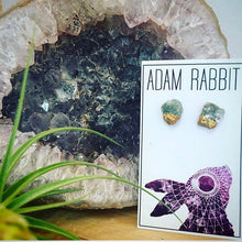 Load image into Gallery viewer, Gold & Raw Emerald Earrings, Emerald Studs