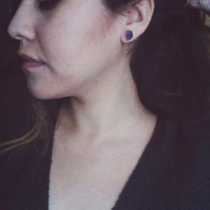 Raw Amethyst Earrings, Raw Stud Earrings