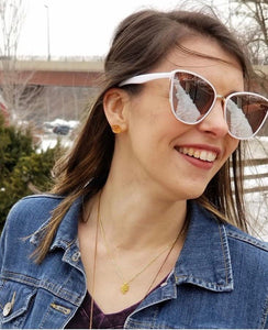 Raw Citrine Chunk Earrings, Geo Earrings, Rock Stud Earrings, Crystal Earrings