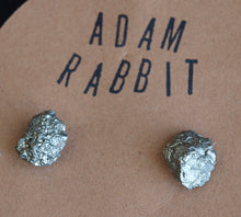 Load image into Gallery viewer, Raw Pyrite Chunk Earrings, Geo Earrings, Rock Stud Earrings
