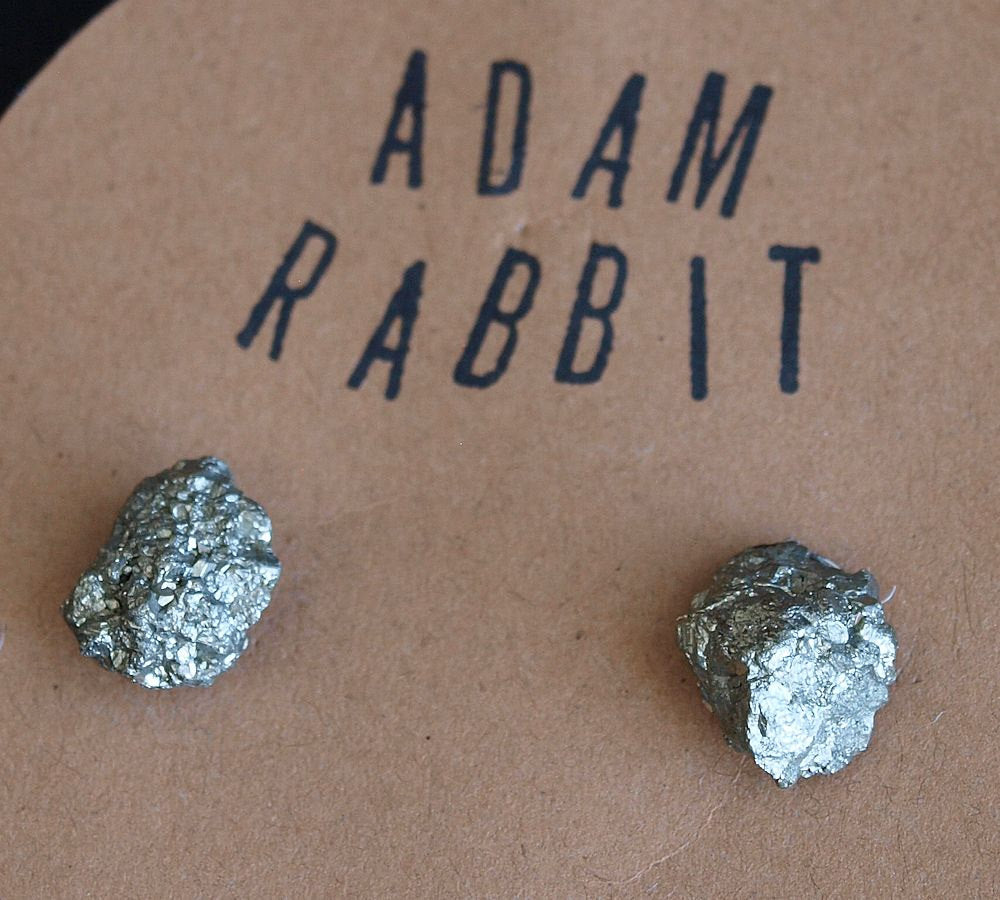 Raw Pyrite Chunk Earrings, Geo Earrings, Rock Stud Earrings