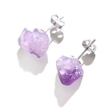 Load image into Gallery viewer, Raw Amethyst Earrings, Raw Stud Earrings
