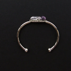 Pyrite, Amethyst, and Quartz Bangle, Gemstone Bracelet