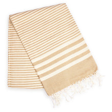 Load image into Gallery viewer, Striped Ultra Soft Eco-Friendly Turkish Towel - Beige
