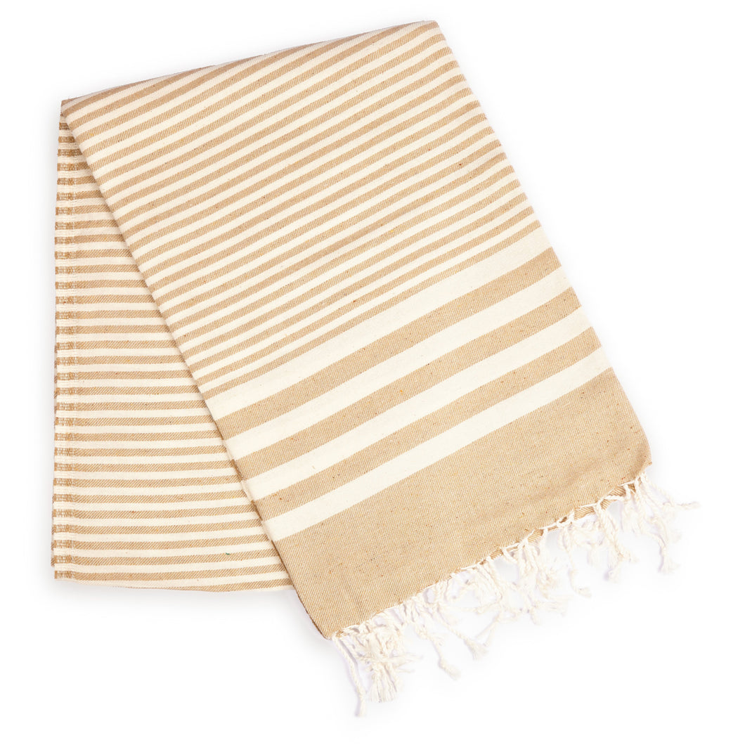 Striped Ultra Soft Eco-Friendly Turkish Towel - Beige
