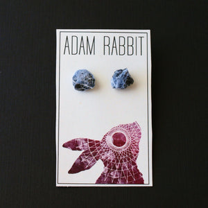 Raw Sodalite Chunk Earrings, Crystal Earrings, Rock Stud Earrings