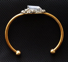 Load image into Gallery viewer, Pyrite and Quartz Gold Bangle, Pyrite Bracelet
