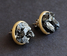 Load image into Gallery viewer, Black Tourmaline Cluster Stud Earrings, Raw Black Tourmaline Earrings
