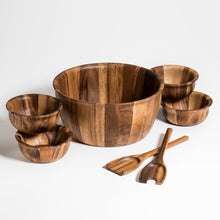 Load image into Gallery viewer, Soro Xtra Large Salad Bowl eith Servers &amp; 4 Individuals bowls
