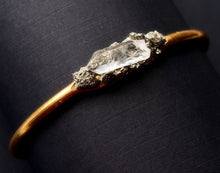 Load image into Gallery viewer, Pyrite and Quartz Gold Bangle, Pyrite Bracelet
